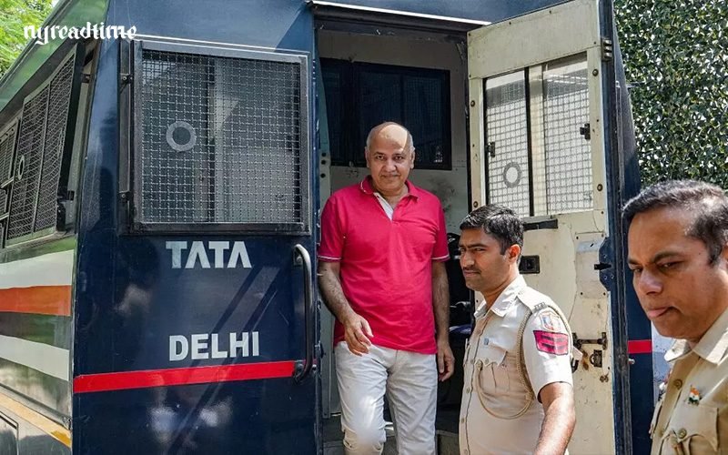 Manish Sisodia arrives at his Delhi residence to visit his unwell wife following court approval.